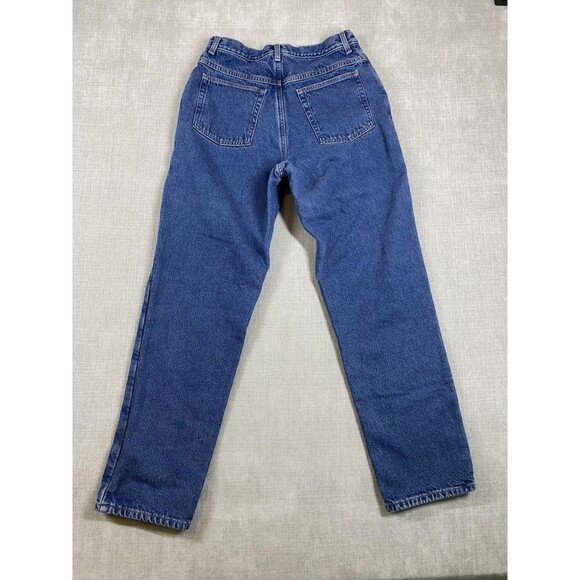 LL Bean Jeans Womens 12 Medium Blue Original Fit Relaxed Flannel Lined Plaid - Picture 8 of 12